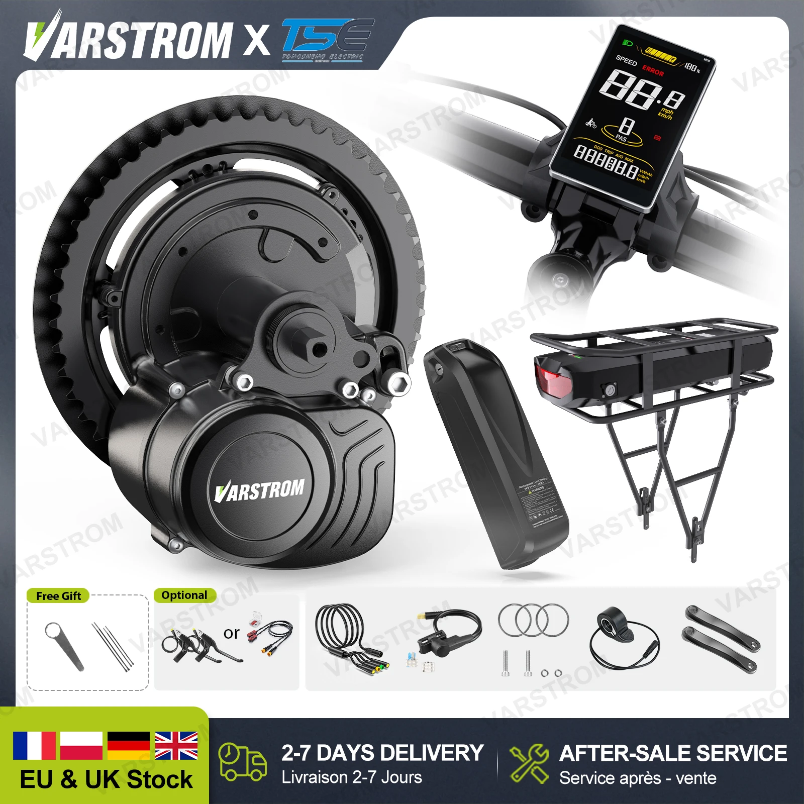 Tongsheng 36V 250W Mid Drive Motor TSDZ2B TSDZ Elektrofahrrad Umbausatz eBike Drehmomentsensor Motor 13Ah 24Ah Hailong Batterie Image