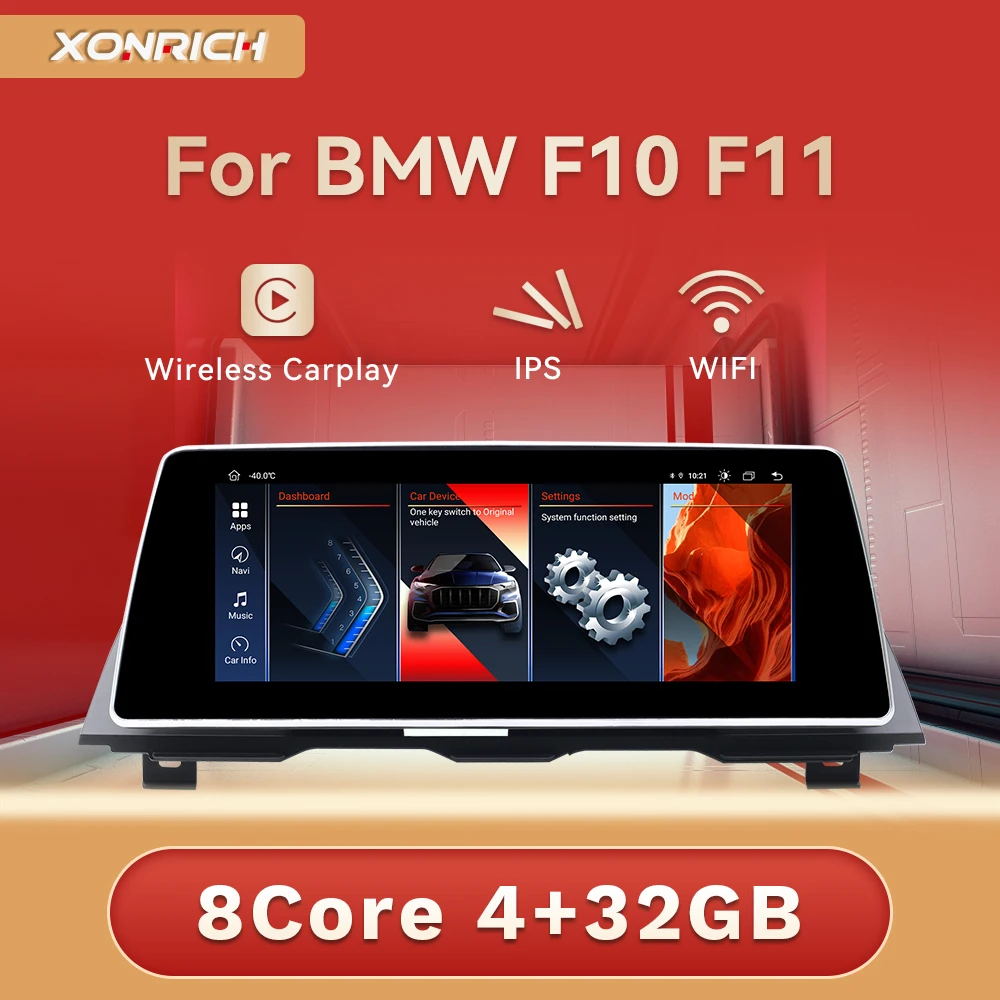 10,25 "1920*720 IPS Drahtlose Carplay Android Auto Auto Multimedia-Player Für BMW 5er F10 F11 2011-2017 CIC NBT GPS Navi WIFI Image