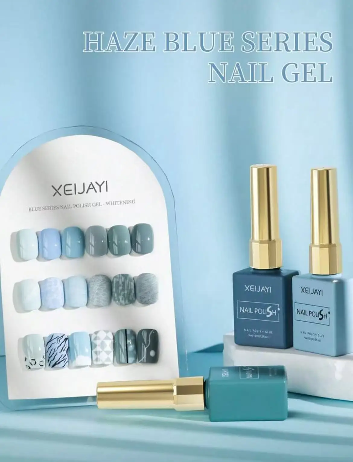 XEIJAYI6pcs 15ml Gel Nagellack Set Blau Semi Permanent Gel Polish Kits Alle Soak Off UV LED Vernis Nail art DIY Hause Salon Geschenk Image