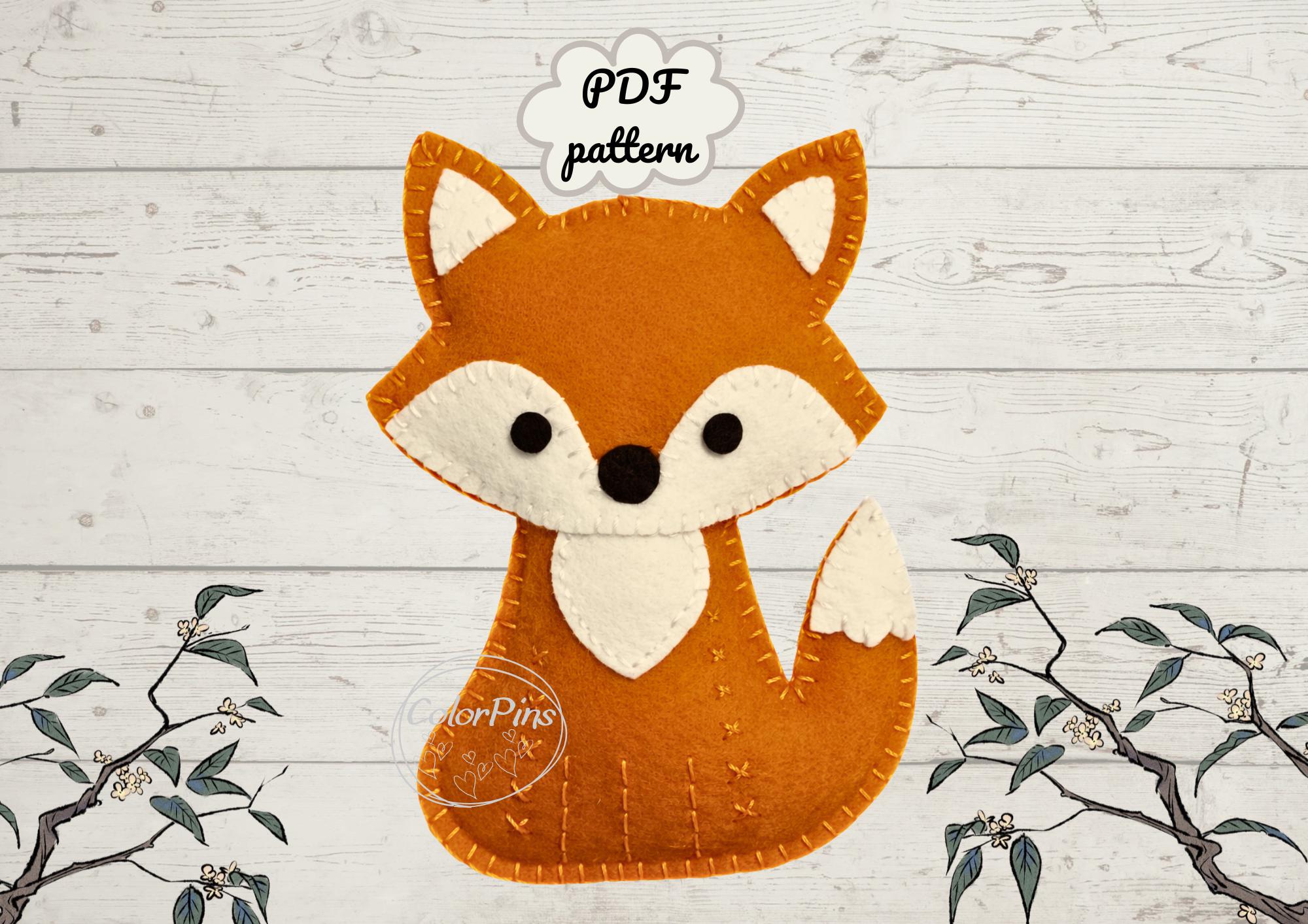 Volpe in feltro facile. Modello PDF. Crea un simpatico e semplice giocattolo in feltro utilizzando tecniche di cucito di base. Perfetto per principian