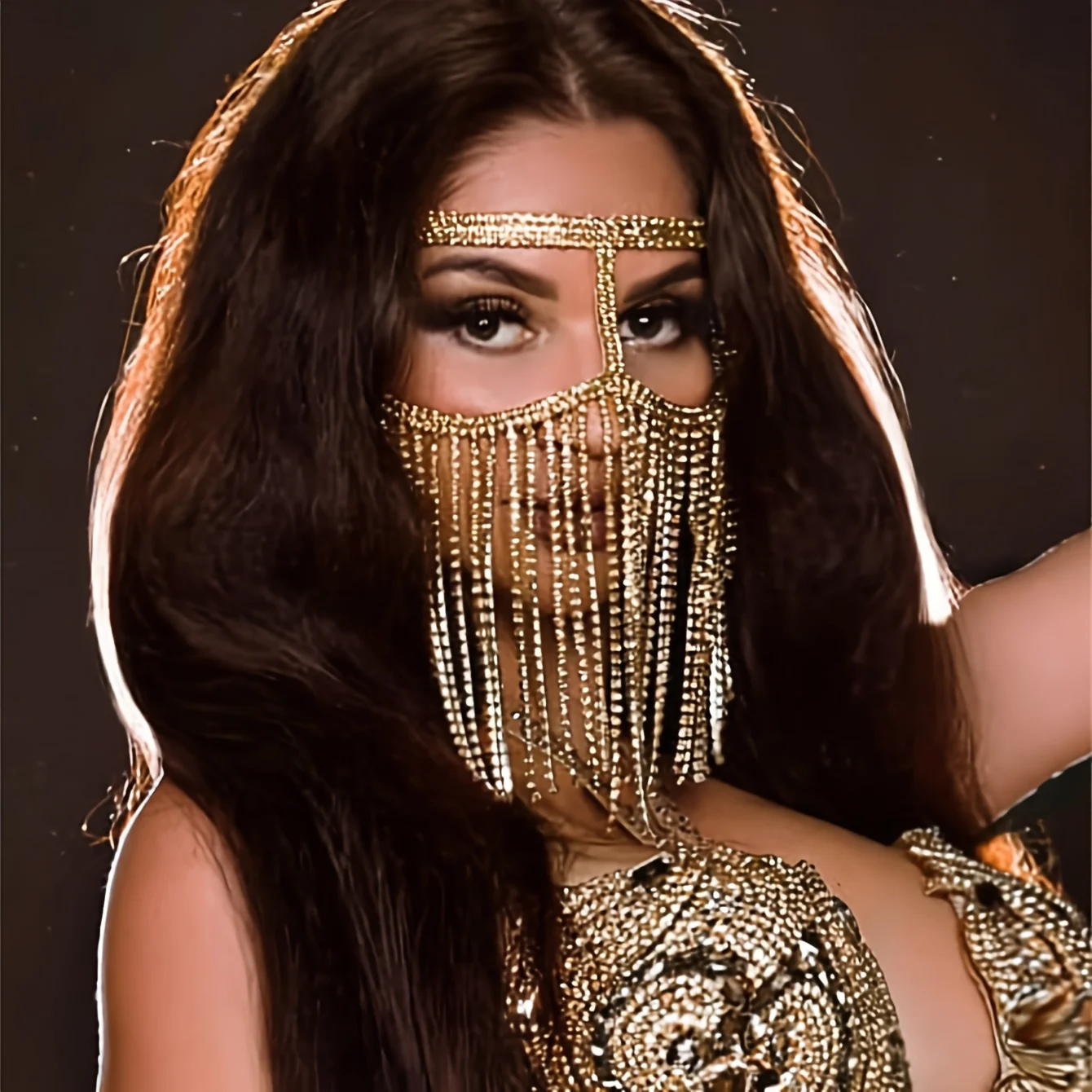 Bohemian Quaste Gesicht Schmuck Strass Für Frauen Kristall Sexy Maske Für Gesicht Kette Schleier Hochzeit Zubehör Party Image