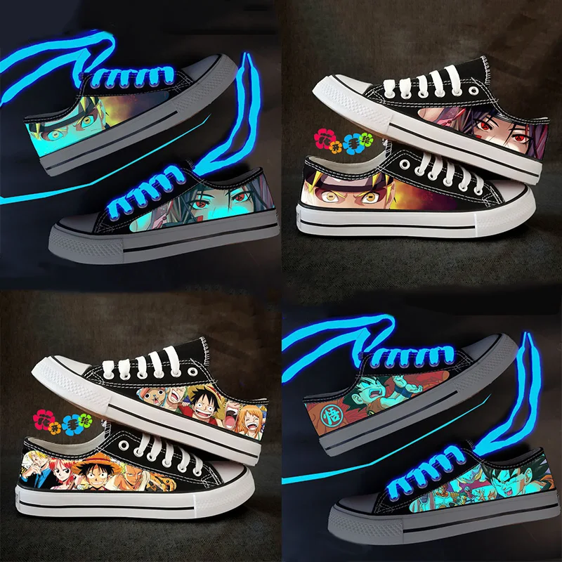 Anime Kinder Leinwand Leuchtende Schuhe Dragon Ball Z Goku Naruto Sasuke Casual Schuhe Low Cut Sneaker Leuchtende Schuhe Jungen Mädchen Geschenk