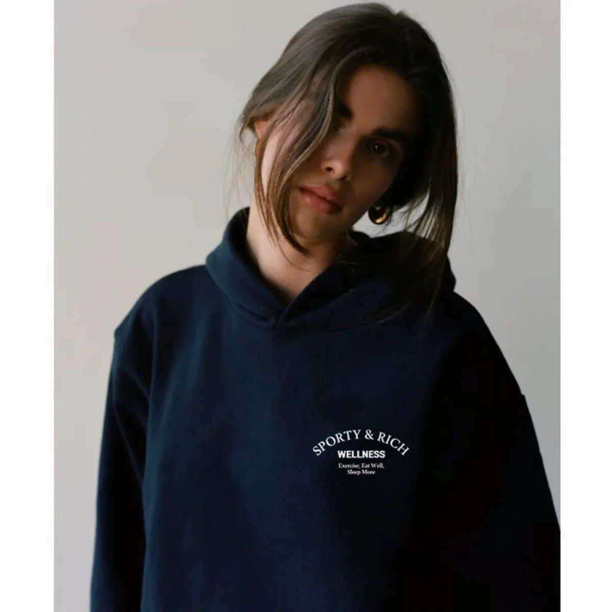 Sport Make You Health American Vintage Damen Oversize Navy Baumwolle Hoodies 90er Street Fashion Herbst Lässige Kapuzenpullover