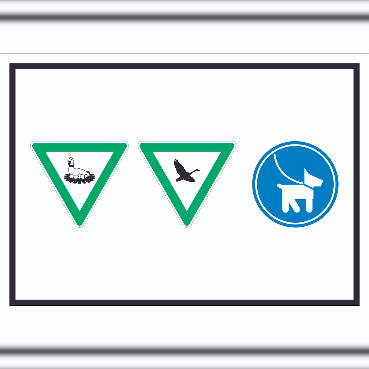 HB-Druck Brut- und Rastgebiet Hund anleinen Symbol Schild A1 Rückseite selbstklebend Image