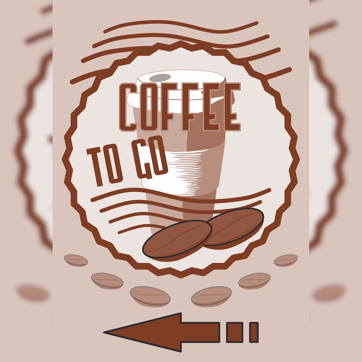 HB-Druck Verkaufsschild Schild Coffee to go Hochkant mit Pfeil links A5 Rückseite selbstklebend Image