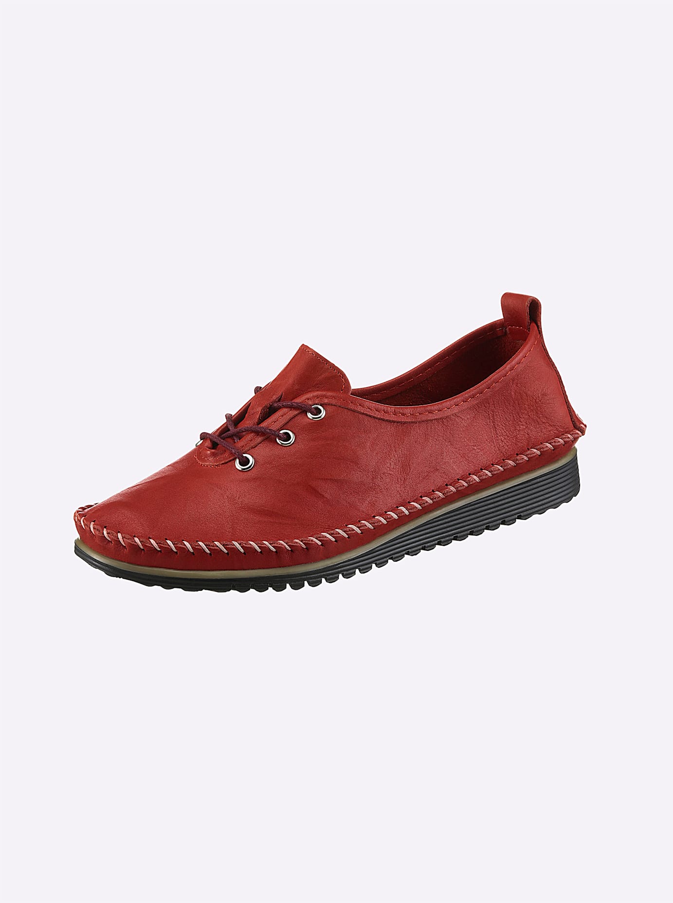 Schnürschuh ANDREA CONTI, Damen, Gr. 38, rot, Glattleder, Leder, Rindsleder, Schuhe