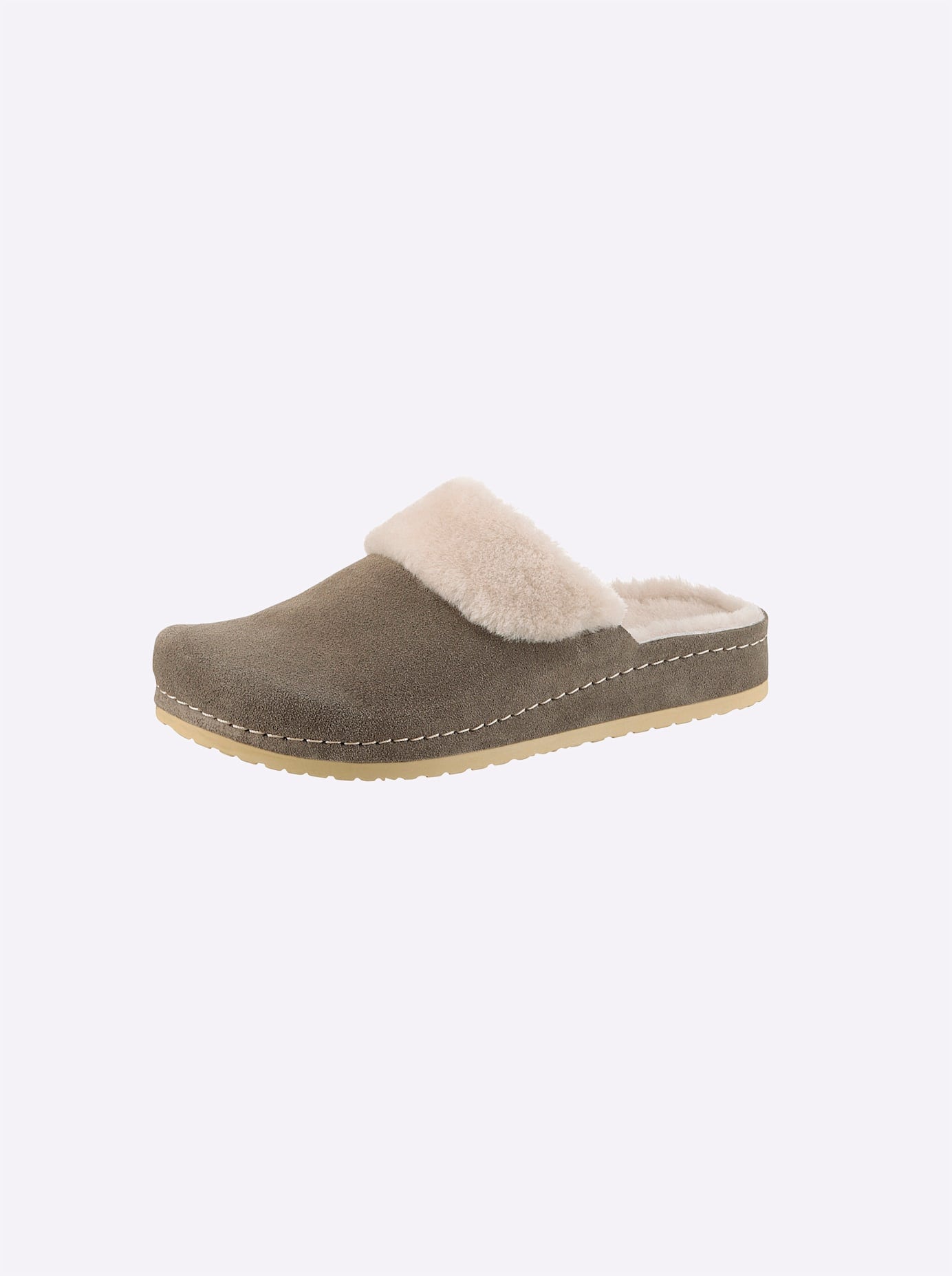 Hausschuh MUBB, Damen, Gr. 41, grau, Lammfell, Veloursleder, Sportlich, Schuhe