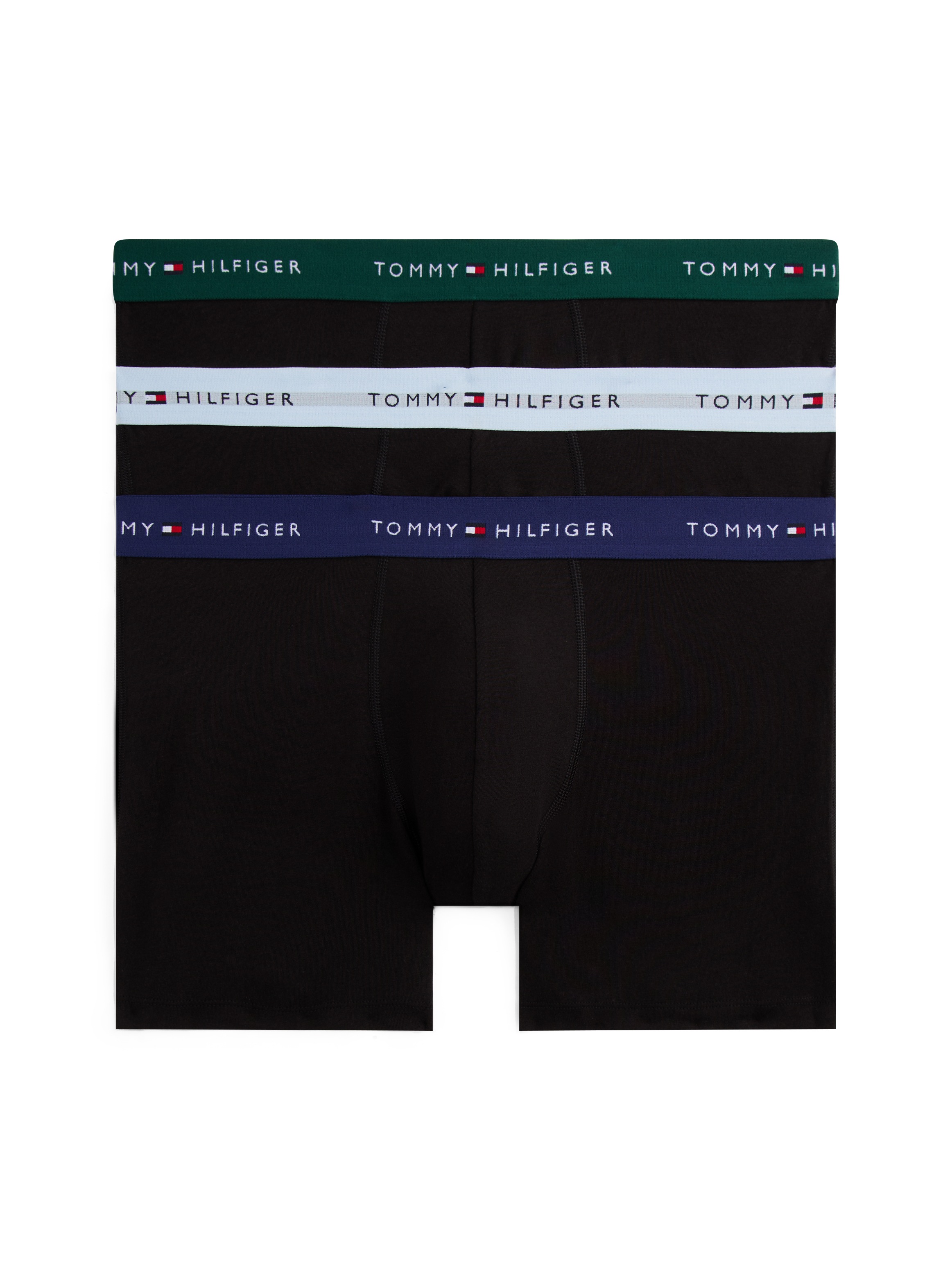 Boxershorts "3P BOXER BRIEF WB", Herren, Gr. M50, orn grn, prp nvy, ves blu, Jersey, Obermaterial: 95% Baumwolle, 5% Elasthan, TOMMY HILFIGER UNDERWEAR, körpernah, Unterhosen, mit kontrastfarbenem Logobund Image
