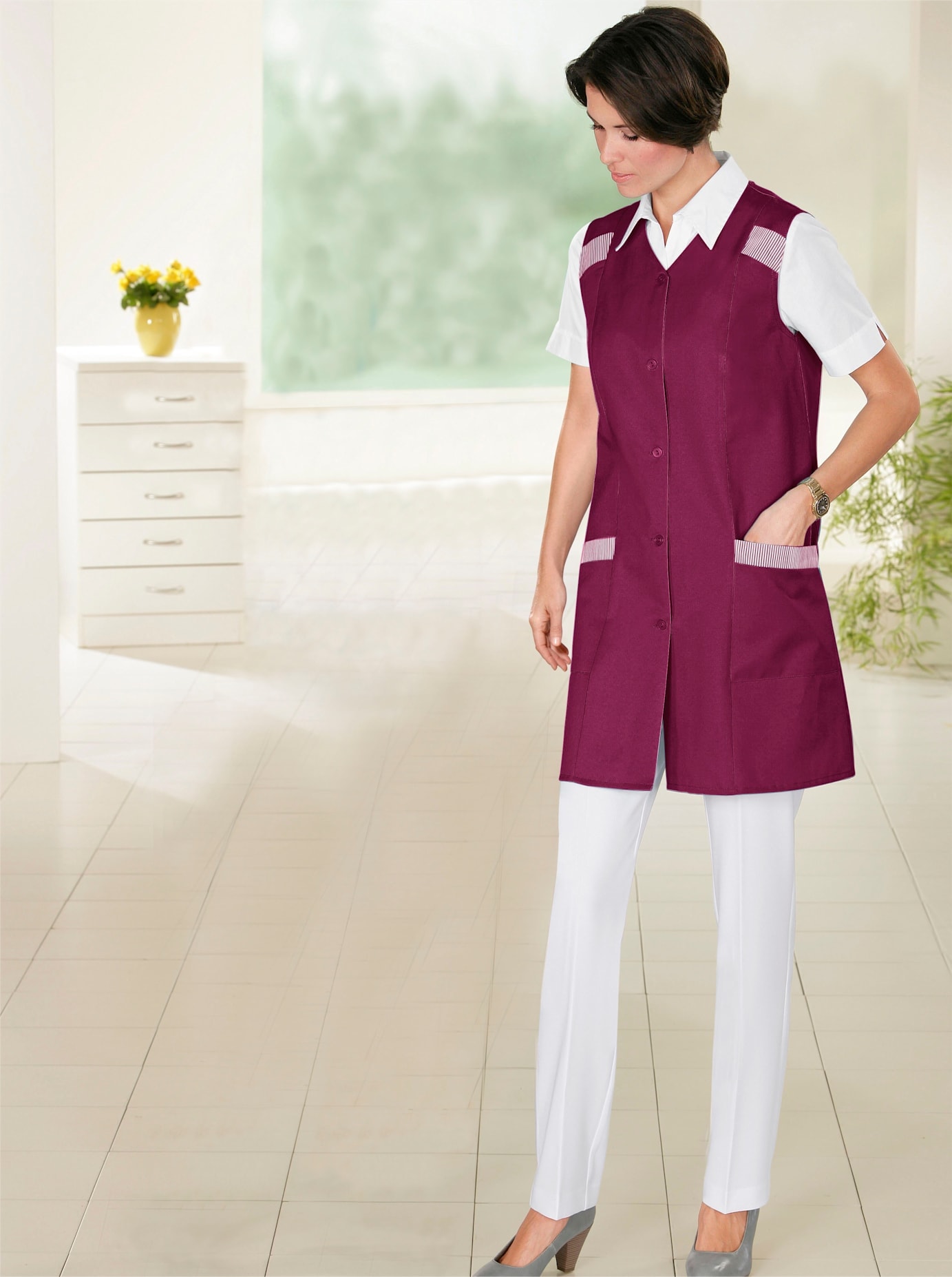Kochschürze CLASSIC BASICS, Damen, Gr. 56, rot (bordeaux), Baumwollmischung, Kunstfaser, Polyester, Schürzen Image