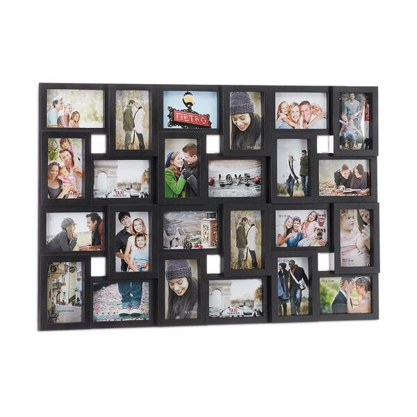 relaxdays Bilderrahmen Collagen 24 Bilder schwarz schwarz