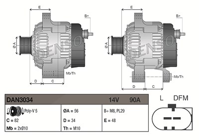 Denso Generator [Hersteller-Nr. DAN3034] für Audi, Seat, Skoda, VW Image