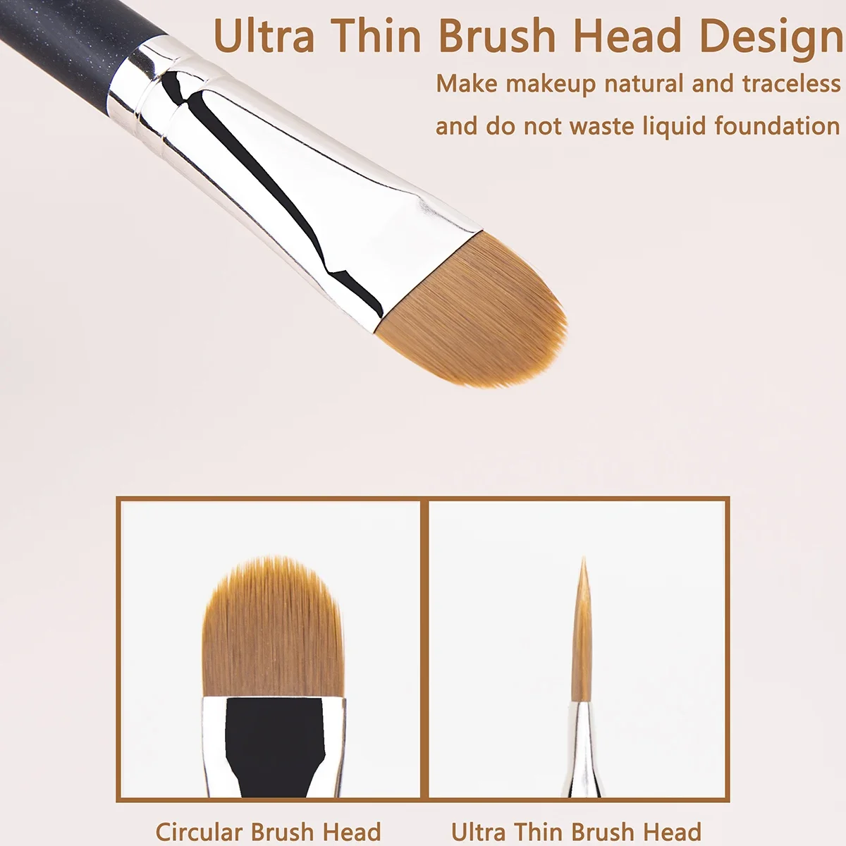Small Foundation Brush Professional Ultra-thin Flat Round Foundation Brush Makeup Liquid Cream Foundation Makeup Tools