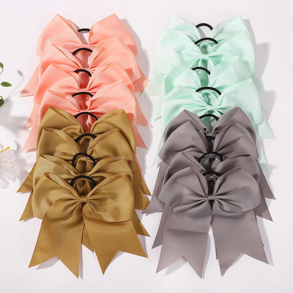 20 Stücke Zufällige Farbe 6,3 zoll Große Bögen Haar Gummiband Frauen Elegante Bögen Pferdeschwanz Headrope Solide Band Stirnband