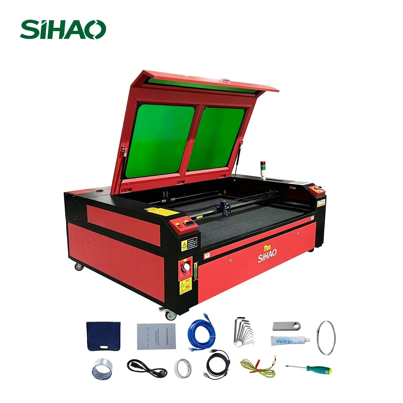 SIHAO CO2-Lasergravierer 50/60/80/100/130 W mit Ruida und LightBurn – Hochgeschwindigkeitsgravur für Holz/Stoff/Metall, digitale Steuerung Image