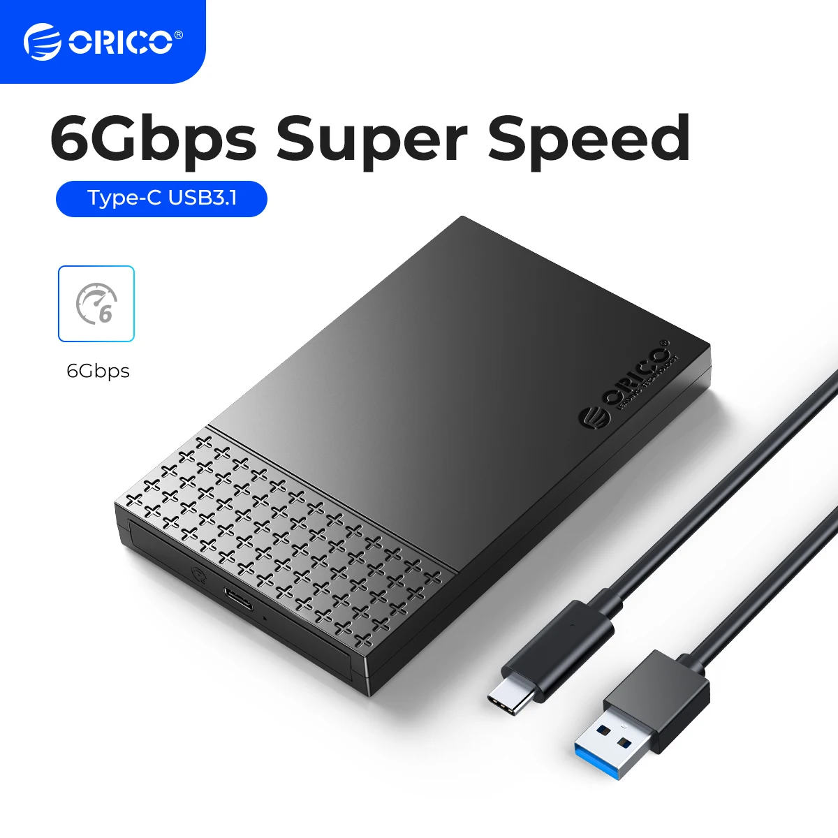 ORICO Typ-C externes Festplattengehäuse SATA auf USB3.1 HDD-Gehäuse für 2,5-Zoll-HDD SSD 6 Gbit/s Geschwindigkeitsunterstützung UASP Image