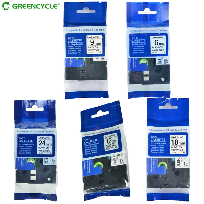 Schwarz auf Weiß Laminiert Label Band Kompatibel für Brother Labelmaker 0.23 "0.35" 0.47 "0.7" 0.94 "TZe TZ 211 221 231 241 251 Image