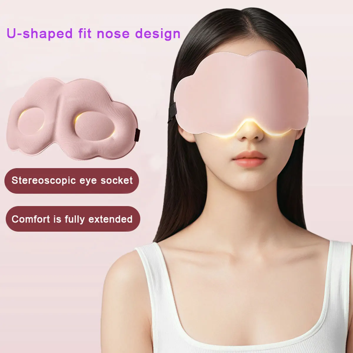 1 Stück 3D-Schlafmaske Block Out Schwamm Augenmaske Einfache einfarbige Verdunkelungs-Schlaf-Nickerchen-Augenmaske Image