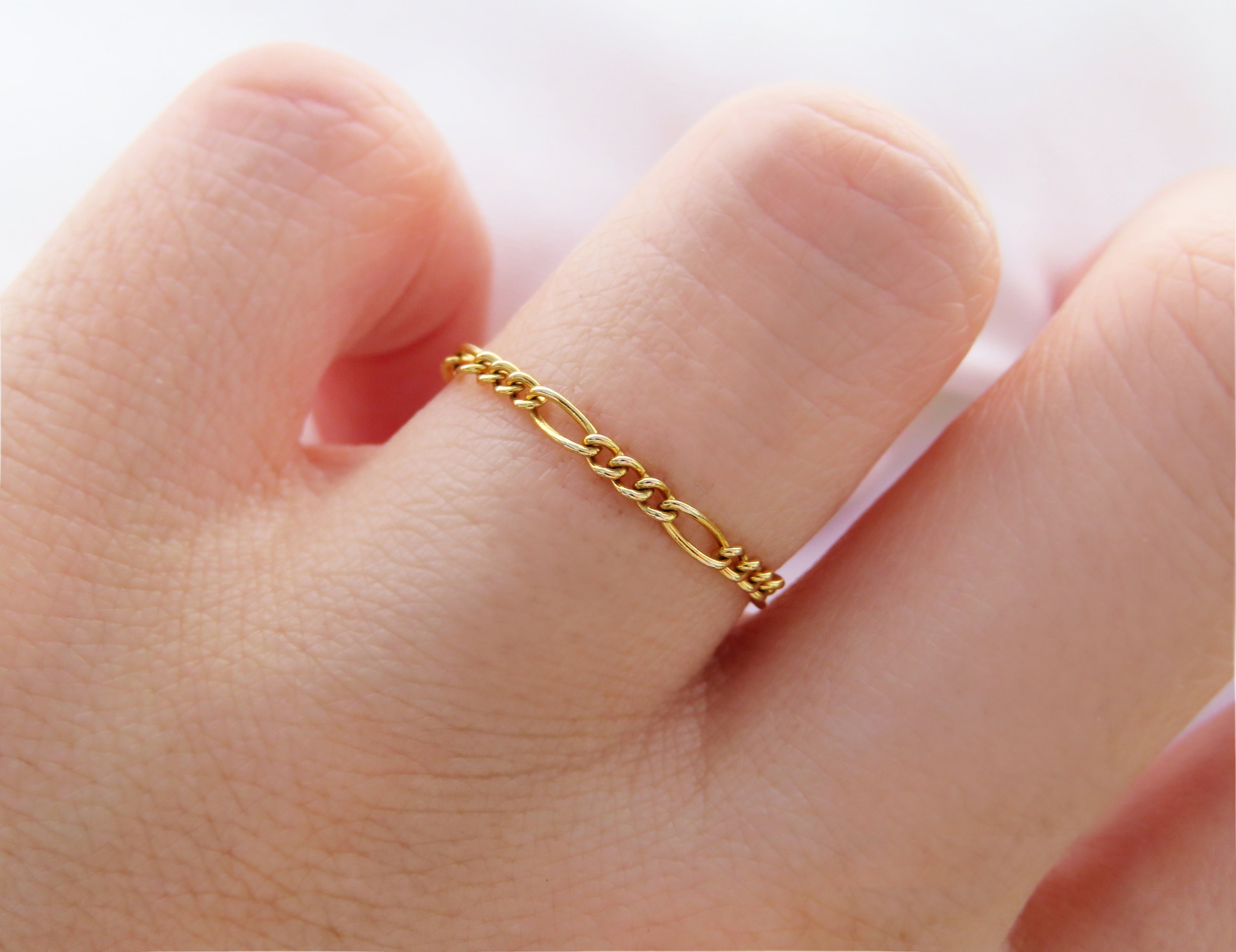 Anello a catena, Anello a catena in oro, Anello in oro, Anello a catena riempito d'oro, Anello delicato, Anello minimalista, Anello impilabile, Anello
