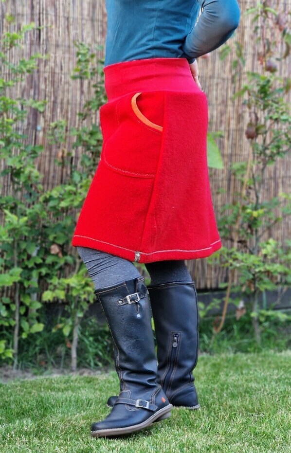 Gonna invernale, gonna di lana, gonna alla moda, gonna s-XL per donna, gonna di lana, gonna di lana, gonna invernale, gonna da donna, rossa, lana cott