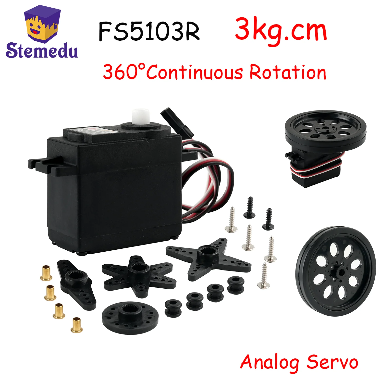 FS5103R 360 Grad kontinuierliche Drehung RC-Servomotor 3 kg.cm Drehmoment Analogsteuerung für Arduino/Raspberry Pi DIY Image