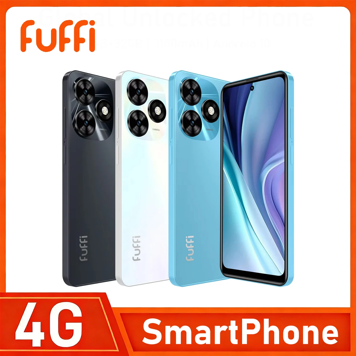 Smartphone FUFFI-M16 Pro Android 10, écran 6.56 pouces, 3 + 32 go, 2 + 7MP, téléphone portable 3100mAh pour Google Play Store