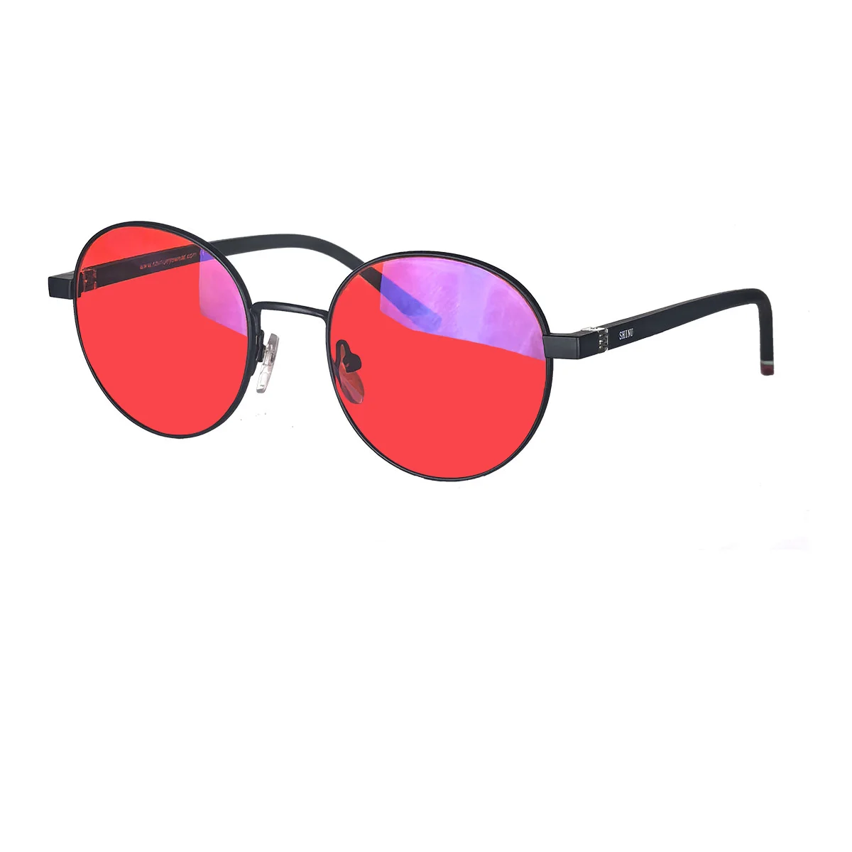 SHINU Rote Linse Anti Blaues Licht Computer Brille Runde Rahmen Frauen Orange Objektiv Blaues Licht Gläser Für Gaming Geburtstag Mädchen Geschenk Image