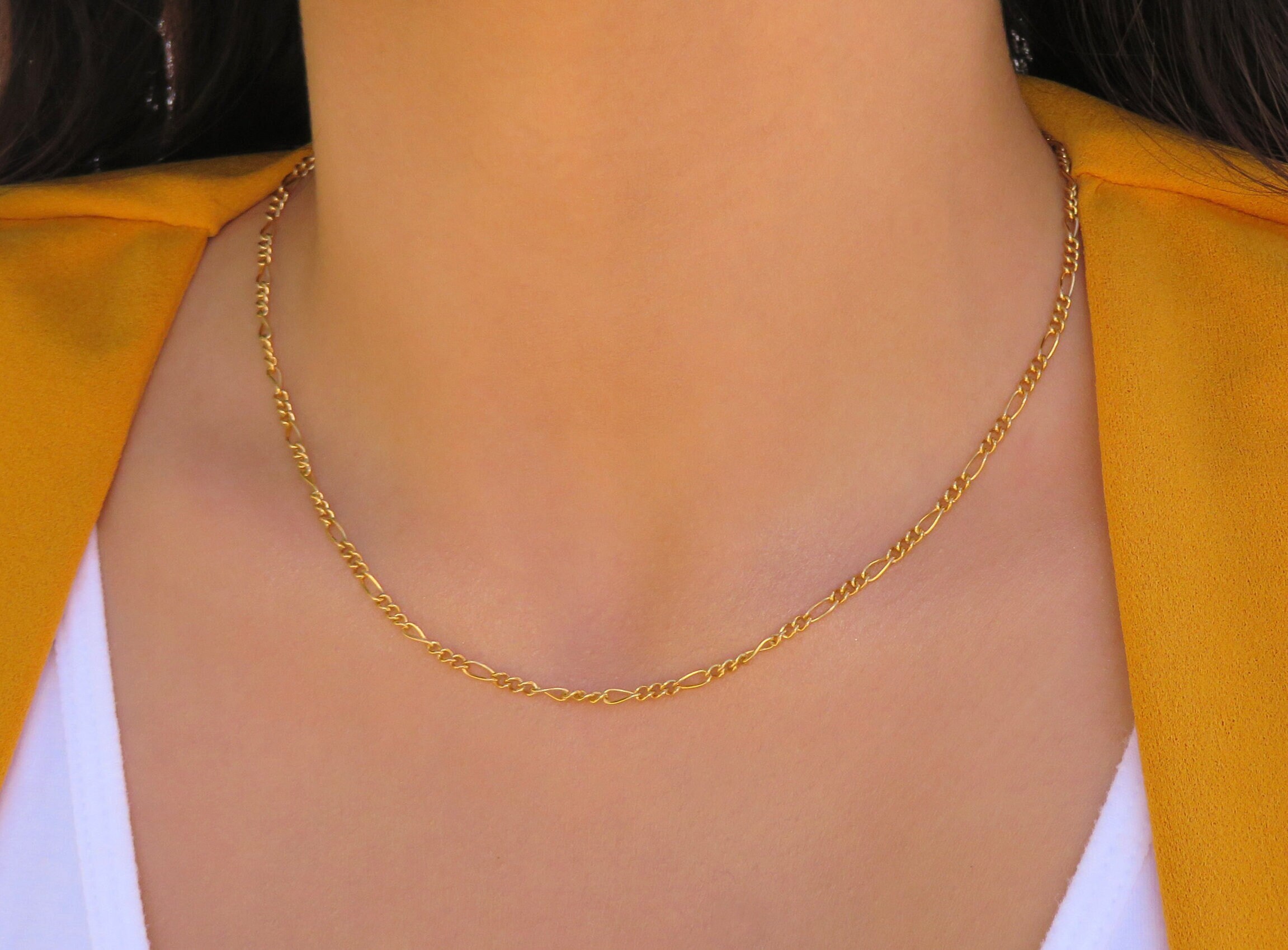 Collana a catena d'oro, collana d'oro, collana riempita d'oro, collana a catena, delicata collana d'oro, collana Figaro d'oro, delicata catena d'oro