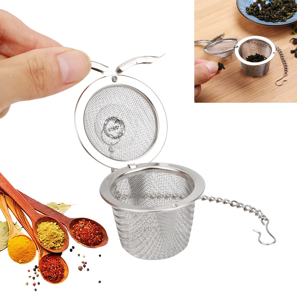 Hilife Tea kettle Locking Tee Filter Mesh Kräuter kugel Tee Gewürz sieb Edelstahl wieder verwendbare Gewürz kugel Durchmesser 4,5 cm Image