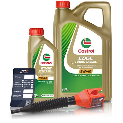 Castrol 6 L EDGE Turbo 5W-40 + Ölwechsel-Anhänger + Einfülltrichter [Hersteller-Nr. 15F81B] Image