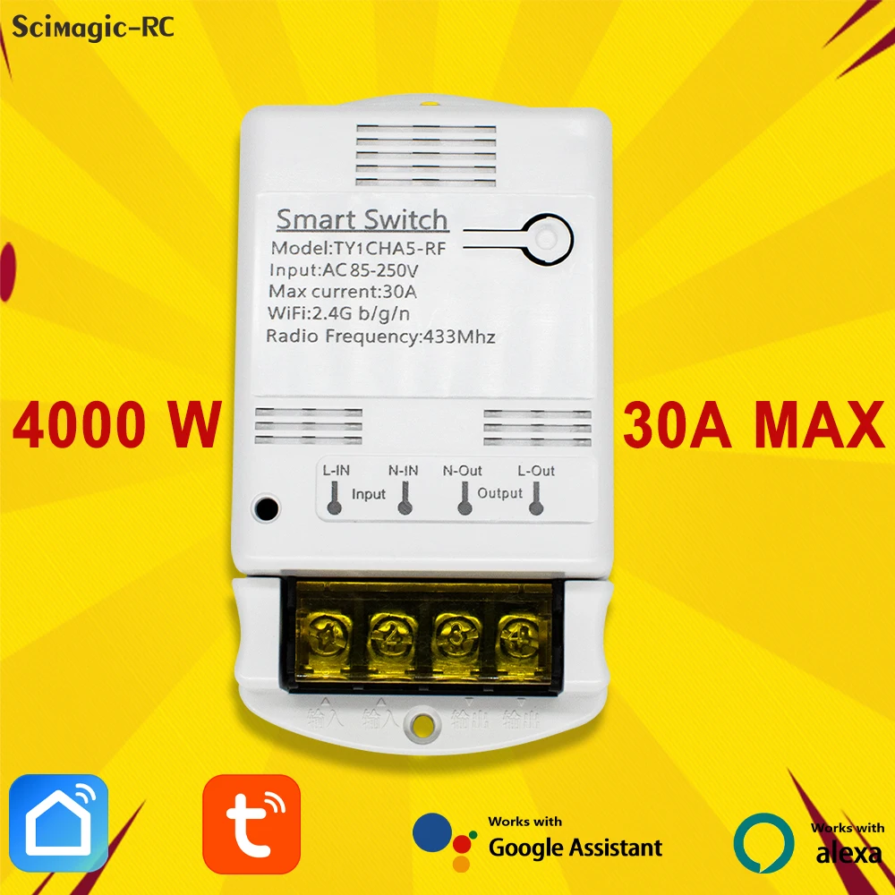 30A Wifi Tuya Smart Fernbedienung Licht Schalter 85-250V 220V 110V 10A 20A relais Modul SmartLife Arbeit mit Alexa Google Hause Image