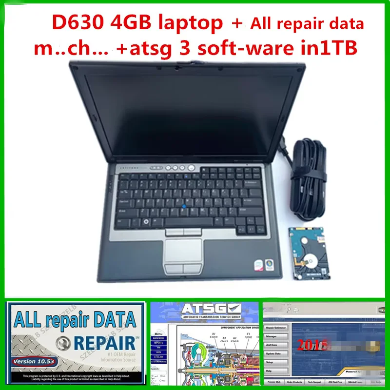 2026 Auto-Software: Alle Reparaturdaten online mit ATSG-Festplatte (1 TB) auf D630 4 GB Laptop installiert für Kfz-Diagnose Image