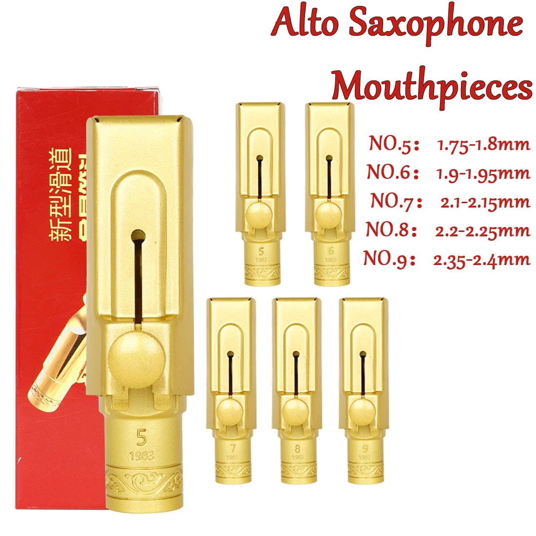 SLADE Alto Saxophon Mundstück Kopfstück Messing gebürstet vergoldet Schonkappe Design Flötenkopf Professionelles Saxophonzubehör Image