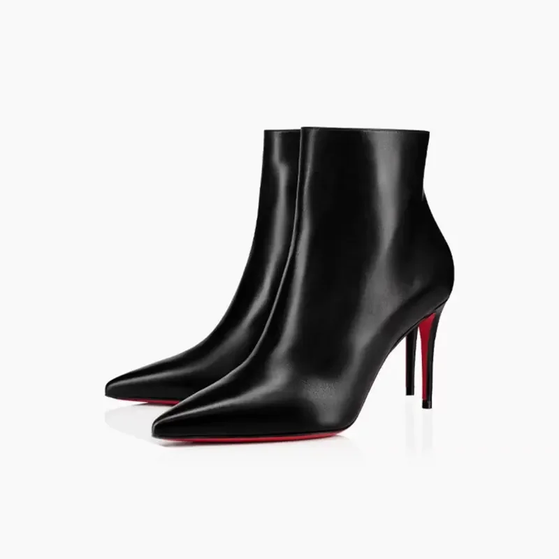 2025 Women's Pointed Toe Ankle Boots Autumn/Winter Stiletto Heels Side Zipper Black Fashion for Office Commute & Cocktail Nights