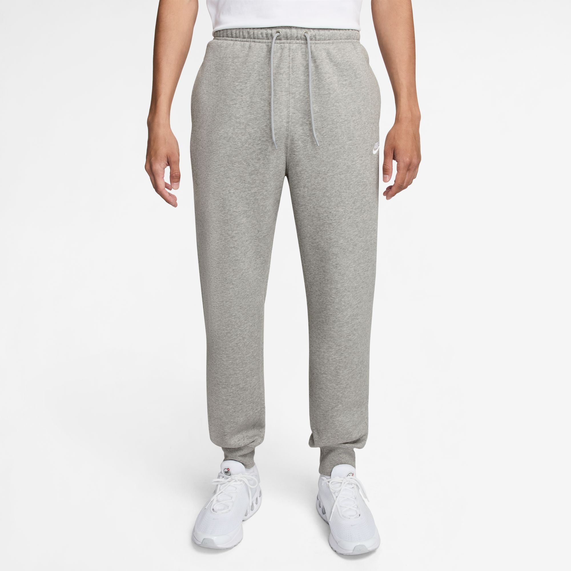 Sporthose NIKE SPORTSWEAR "Nike Club Men's Joggers", Damen, Gr. XL, N-Gr, weiß (dk grau heather, lt smoke grau, weiß), Obermaterial: 80% Baumwolle, 20% Polyester, Hosen Sporthose, klassischer, lässiger Look, aus angerautem Fleece, Standardpassform