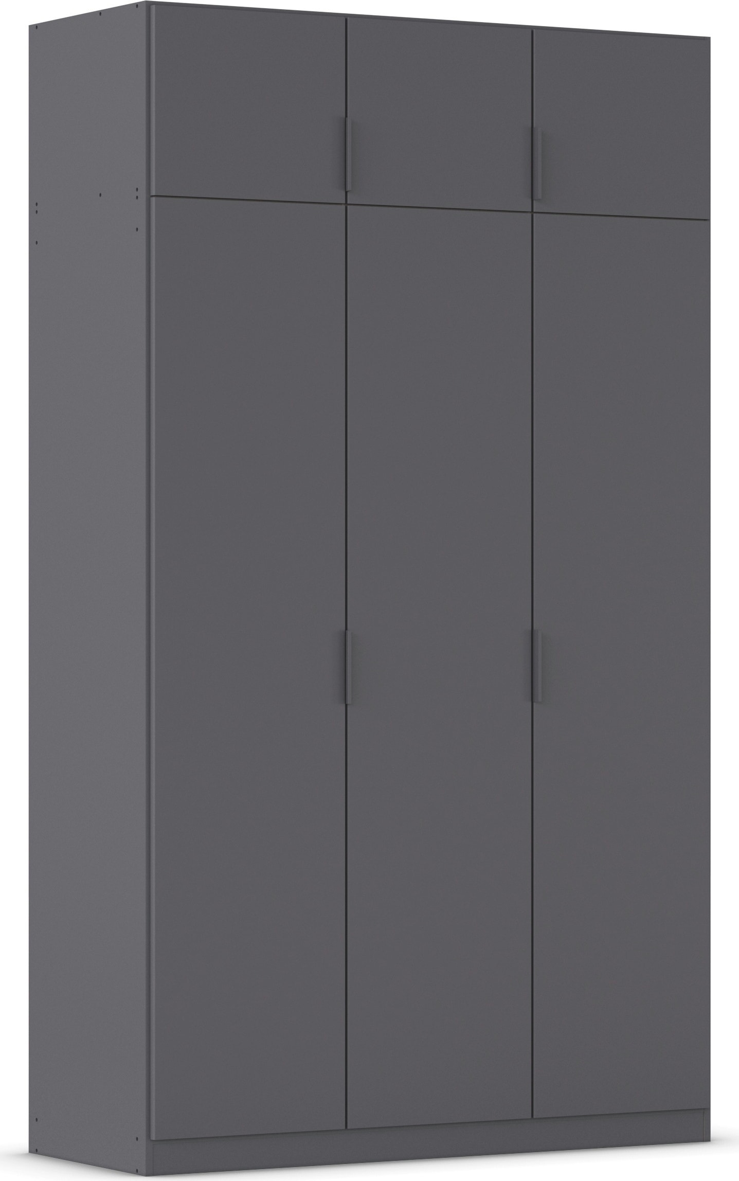 Kleiderschrank RAUCH "Drehtürenschrank Schrank Garderobe Ankleide Schlafzimmer LAGOA", graumetallic, B:136cm H:235cm T:54cm, Holzwerkstoff, Schränke, moderne Kantengriffe aus Metall, optional mit Aufsatz MADE IN GERMANY Image