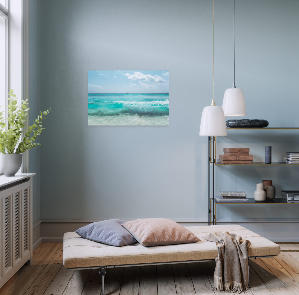 Leinwandbild KOMAR "Coastline - Größe 60 x 40 cm", blau (farbe bild(er): blau), B:60cm H:40cm T:2cm, Holz, Papier, Bilder, Keilrahmenbild mi Echtholzrahmen Image