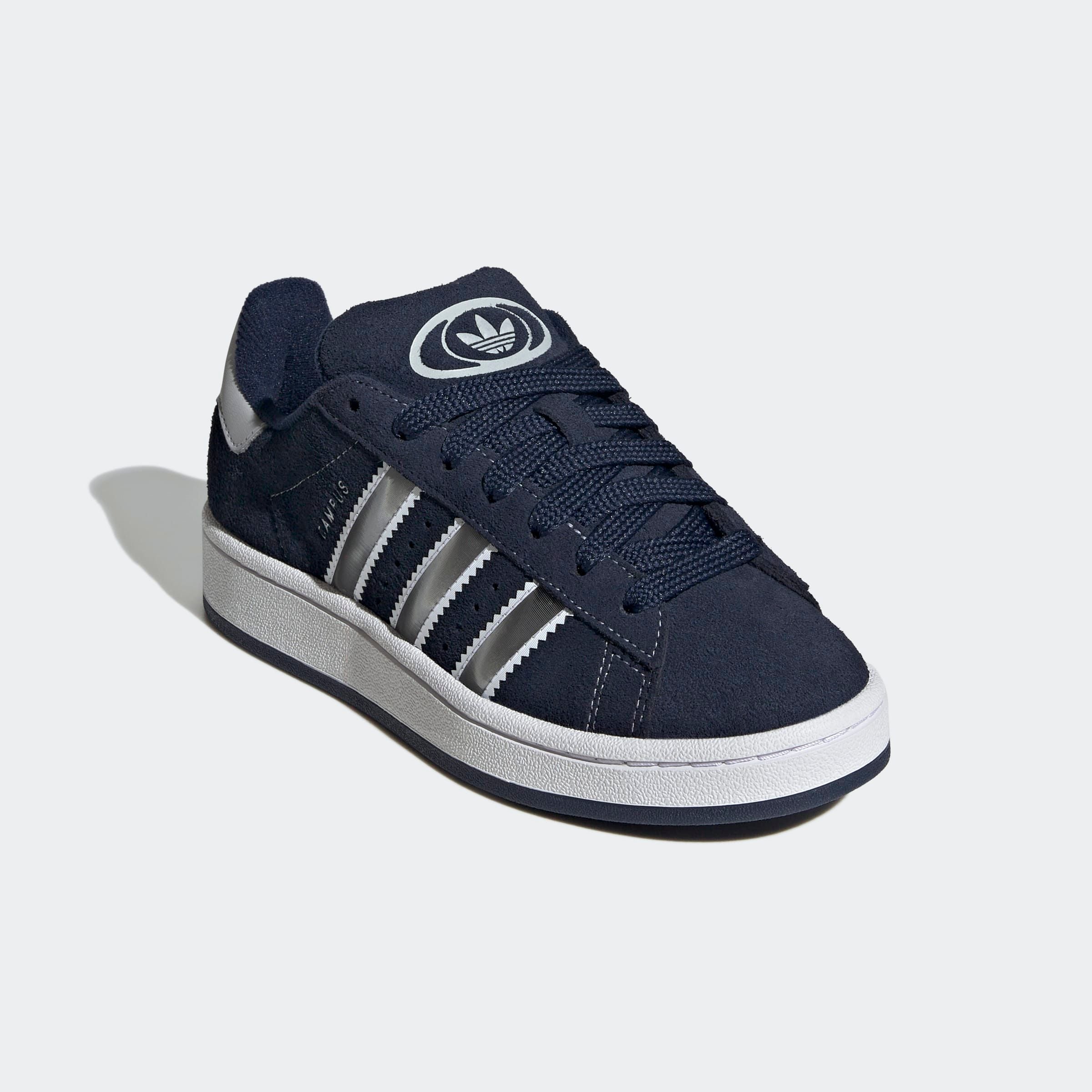 Sneaker ADIDAS ORIGINALS "CAMPUS 00S FÜR KINDER", Mädchen, Gr. 36, night indigo, matte silber, cloud weiß, Leder, Synthetik, Schuhe Sneaker, für Kinder