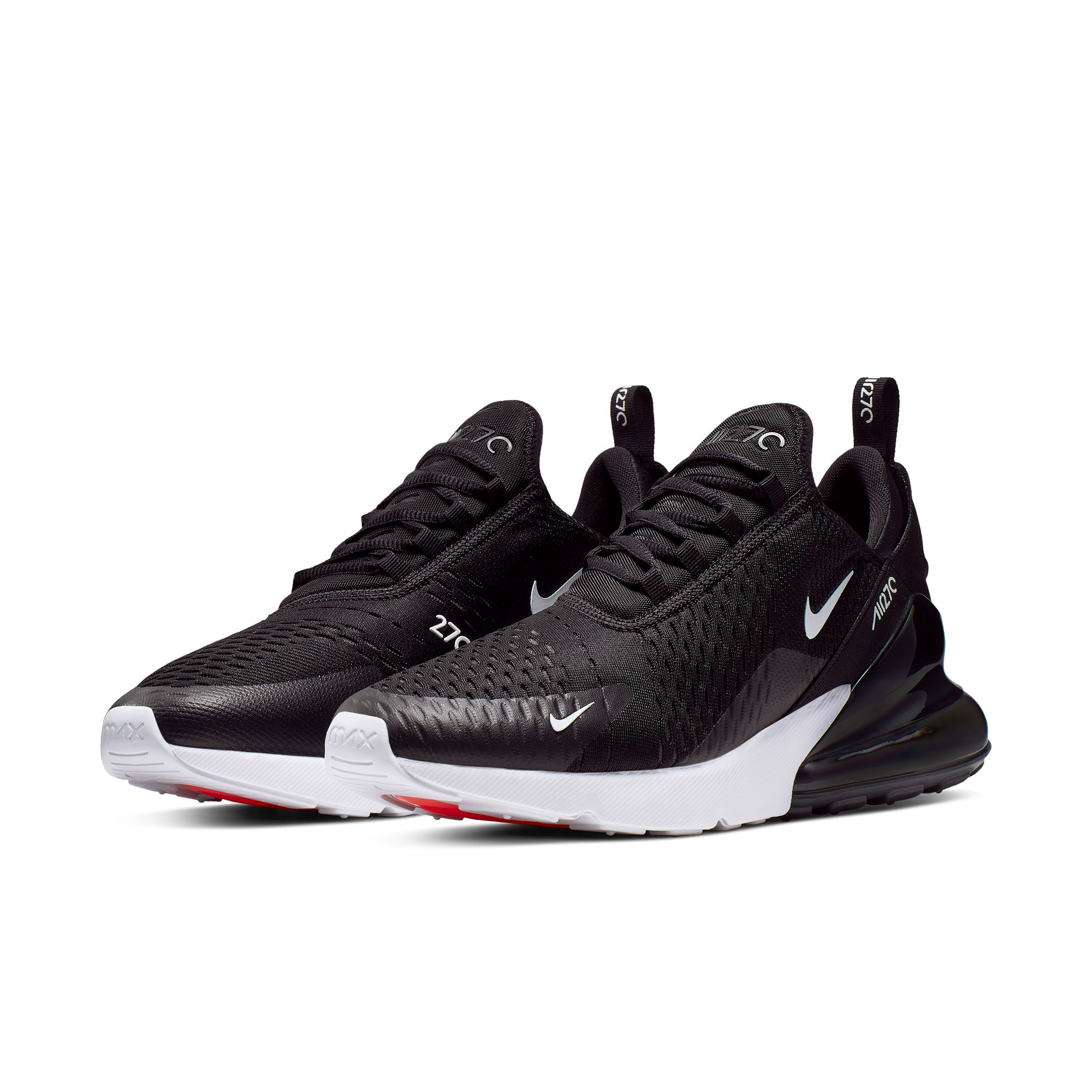 Sneaker NIKE SPORTSWEAR "AIR MAX 270", Herren, Gr. 45, schwarz, anthrazit, weiß, solar rot, Synthetik, Textil, Schuhe Sneaker