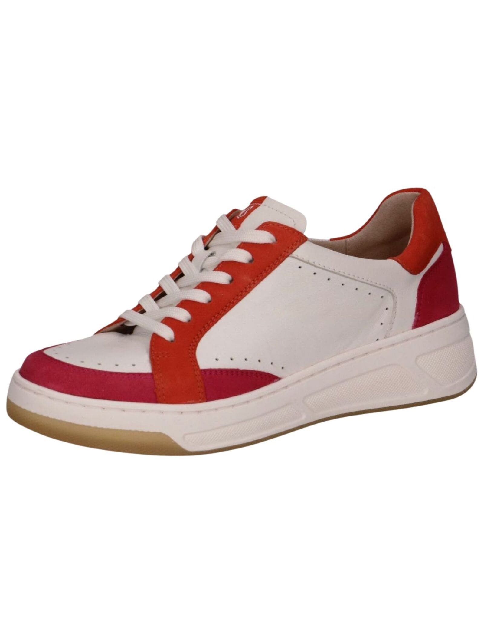 Sneaker CAPRICE "Caprice Sneaker Leder", Damen, Gr. 38, weiß, rot, Leder, Casual, Schuhe