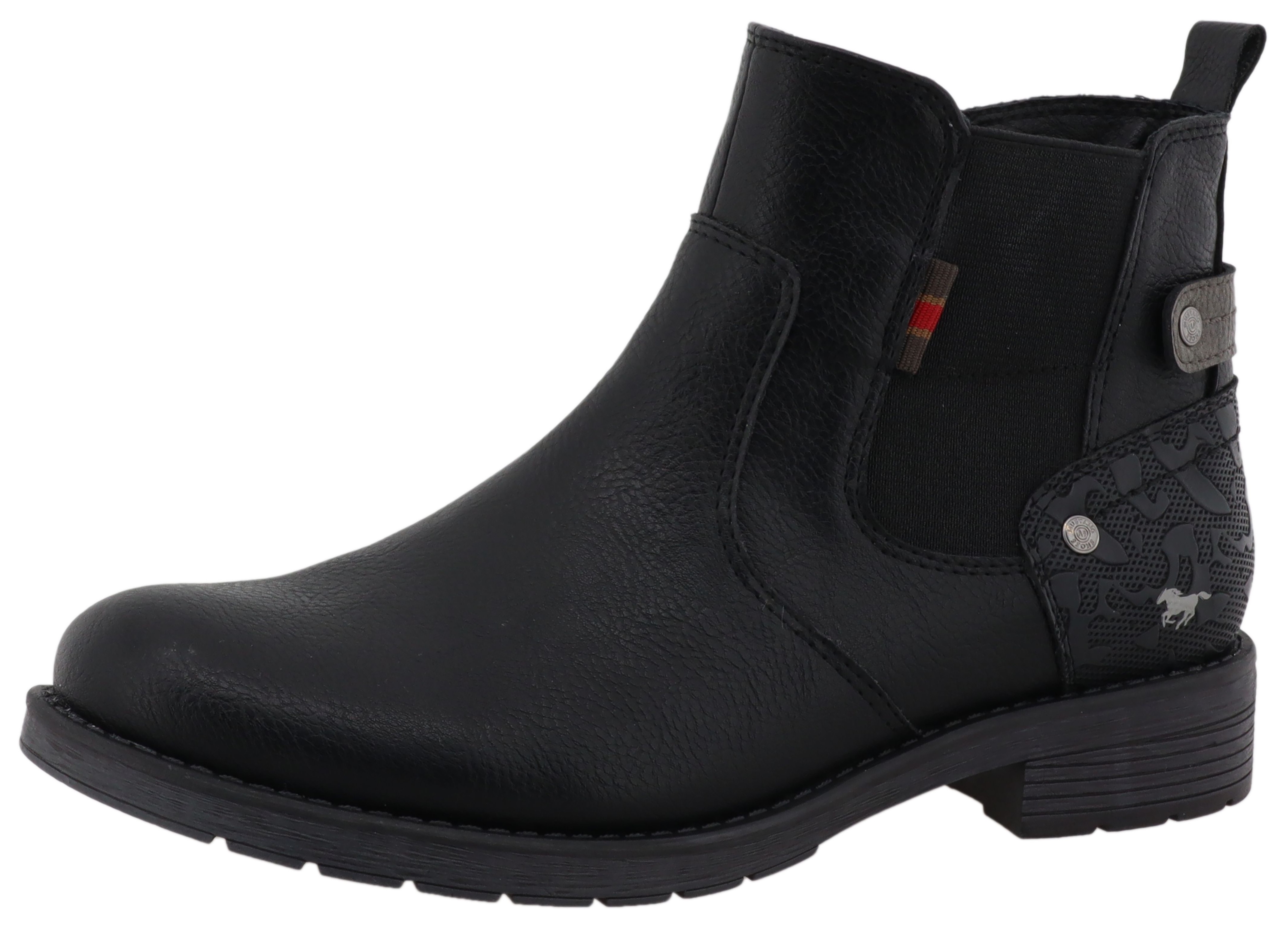 Winterboots MUSTANG SHOES "Elfi", Damen, Gr. 44, schwarz, Lederimitat, Textil, Schuhe, Winterboots mit Stretcheinsatz
