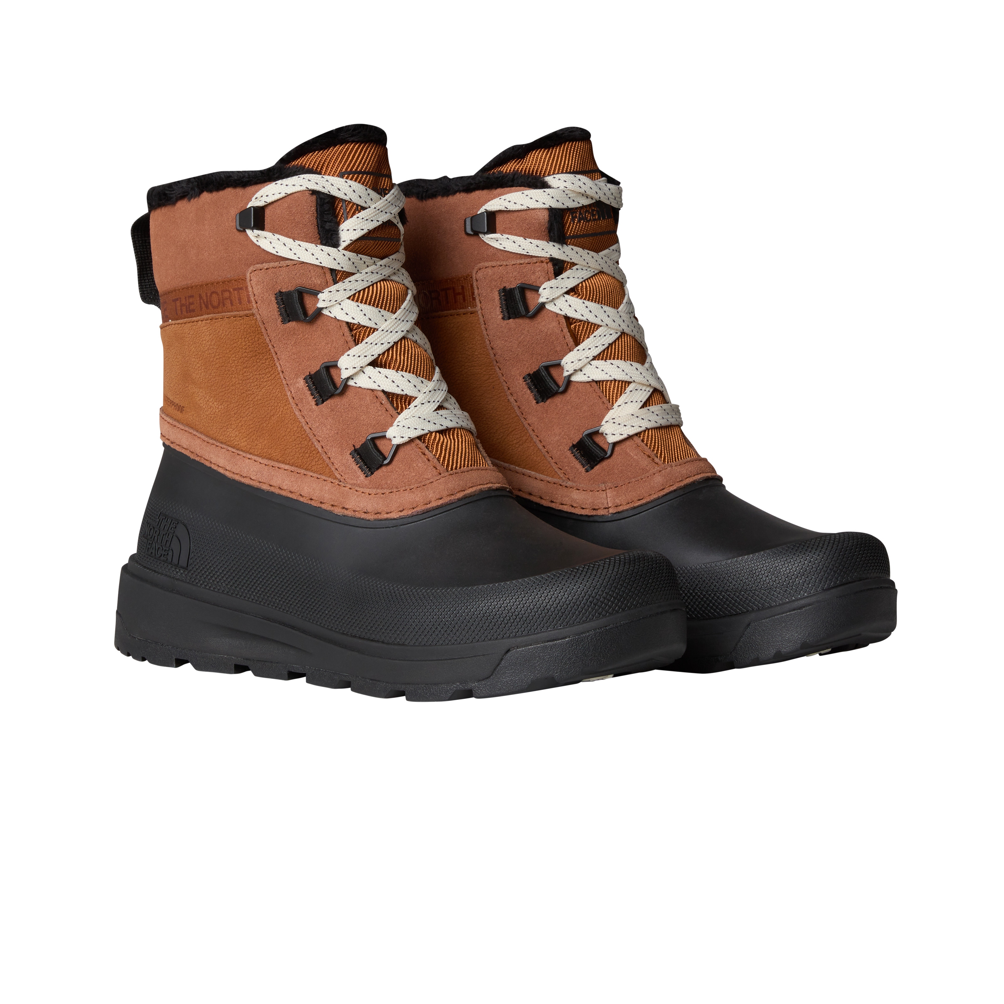 Winterstiefel THE NORTH FACE "W SHELLISTA V SHORTY WP", Damen, Gr. 37,5, burnt umber, tnf schwarz, Leder, Schuhe, Winterschuhe, Winterboots, Snowboots, wasserdicht