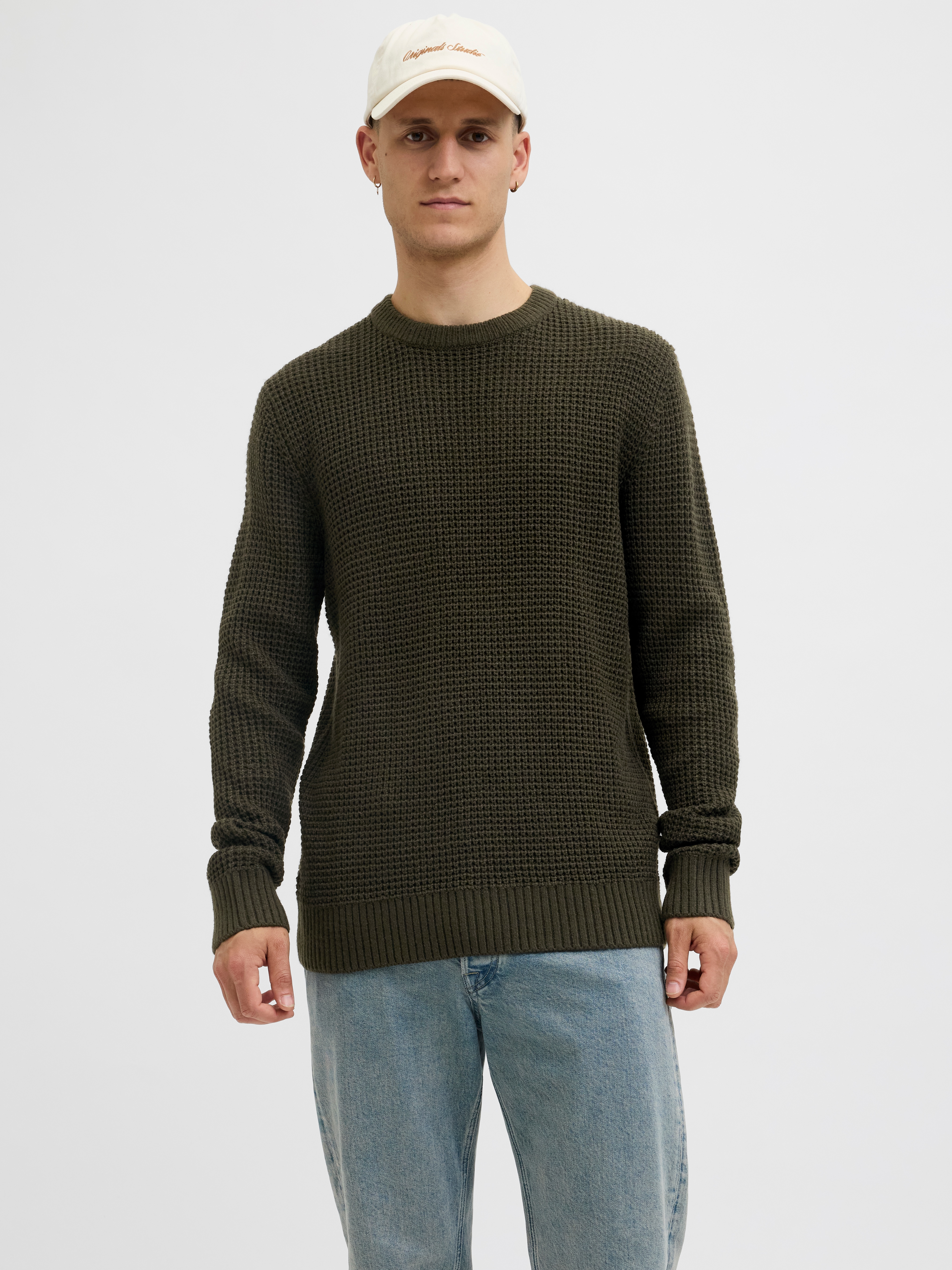 Strickpullover JACK & JONES "JJGLOBAL KNIT CREW NECK", Damen, Gr. S, rosin, Strick, Obermaterial: 67% Polyacryl, 33% Baumwolle, unifarben, regular fit, Rundhals, Pullover Strickpullover