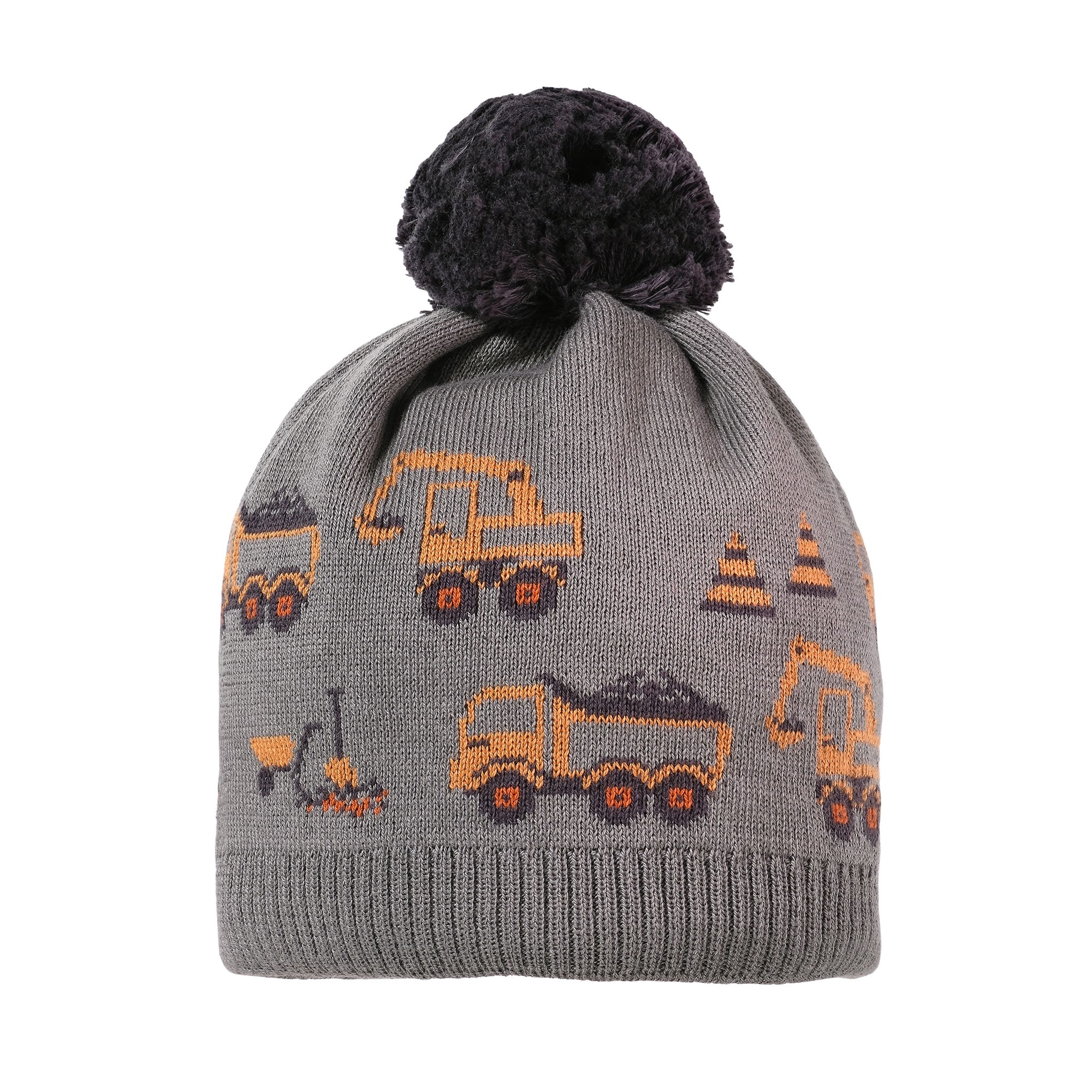Strickmütze MAXIMO, Baby, Gr. 53, grün (khaki grau), Strick, Baumwolle, gemustert, mehrfarbig, Casual, Mützen, Baumwolle, gefüttert, kontrastfarbener Bommel, Motiv Image