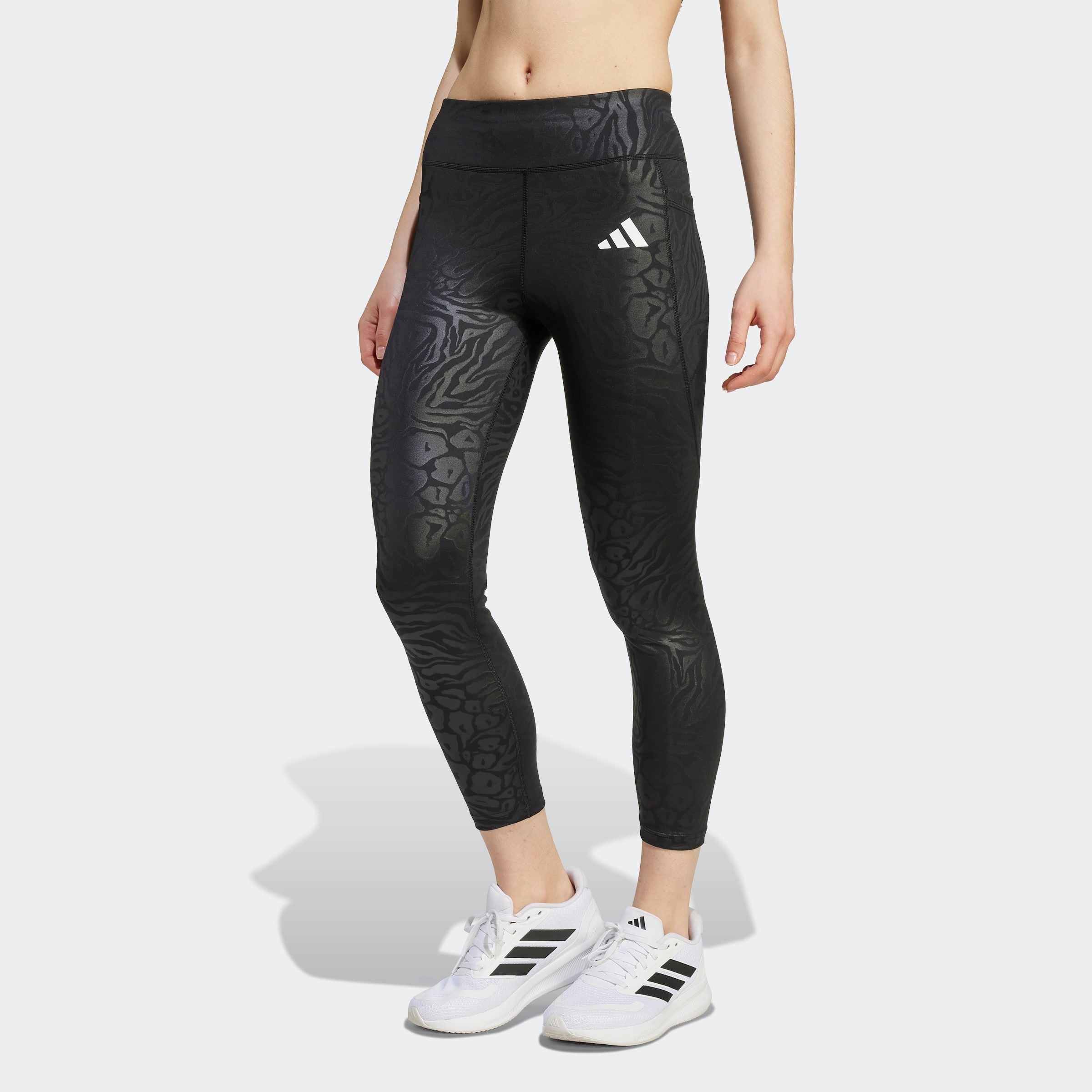 Trainingstights ADIDAS SPORTSWEAR "JG OPT PR LEG", Kinder, Gr. 140, N-Gr, schwarz-weiß (schwarz, weiß), Obermaterial: 89% Polyester, 11% Elasthan, 7/8-Länge, Hosen Image
