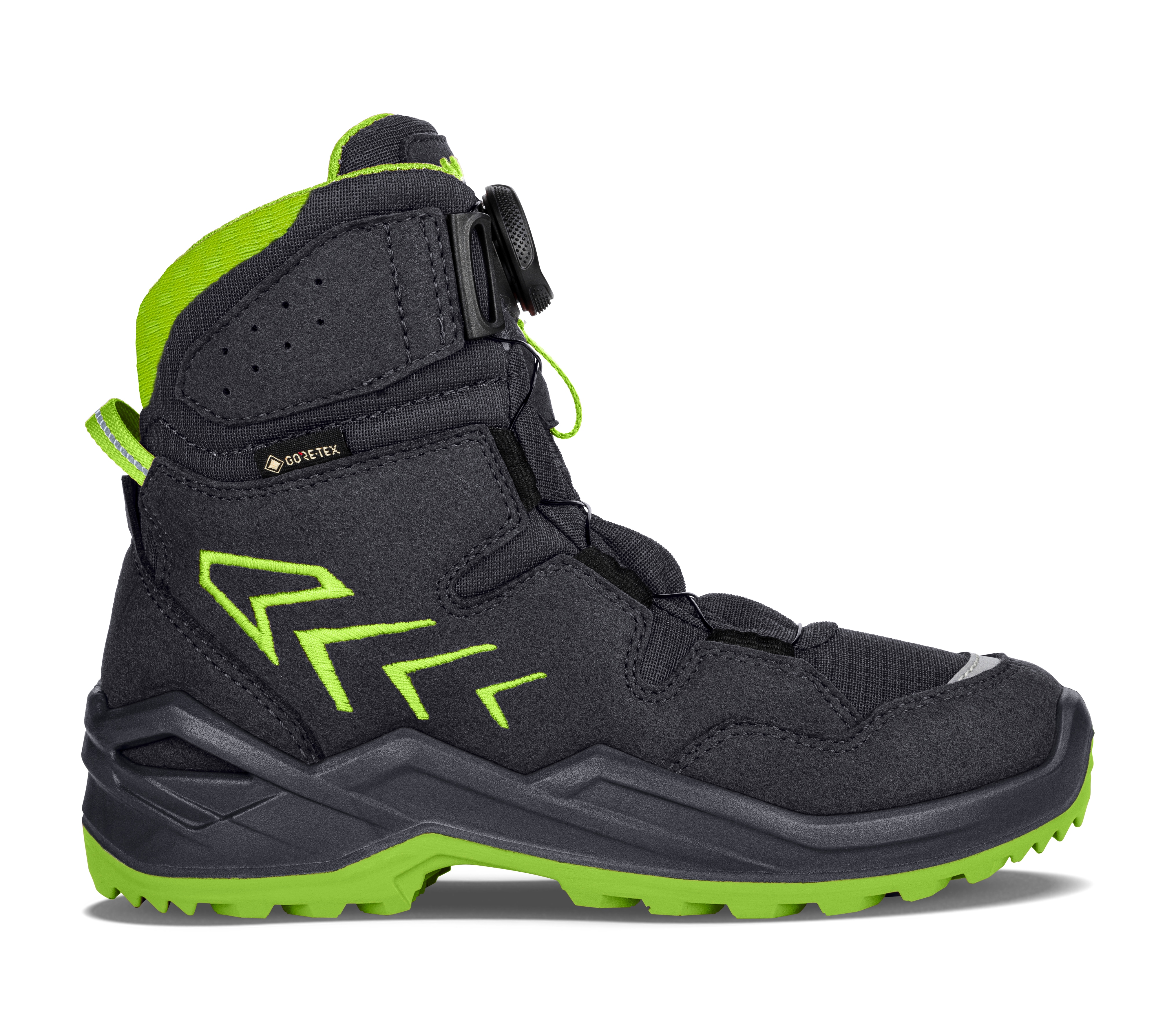 Winterstiefel LOWA "FIRO GORE-TEX HI JR", Damen, Gr. 35, navy, limone, Synthetik, Textil, Schuhe, Winterschuhe, Winterboots, wasserdicht, gefüttert, mit Drehverschluss