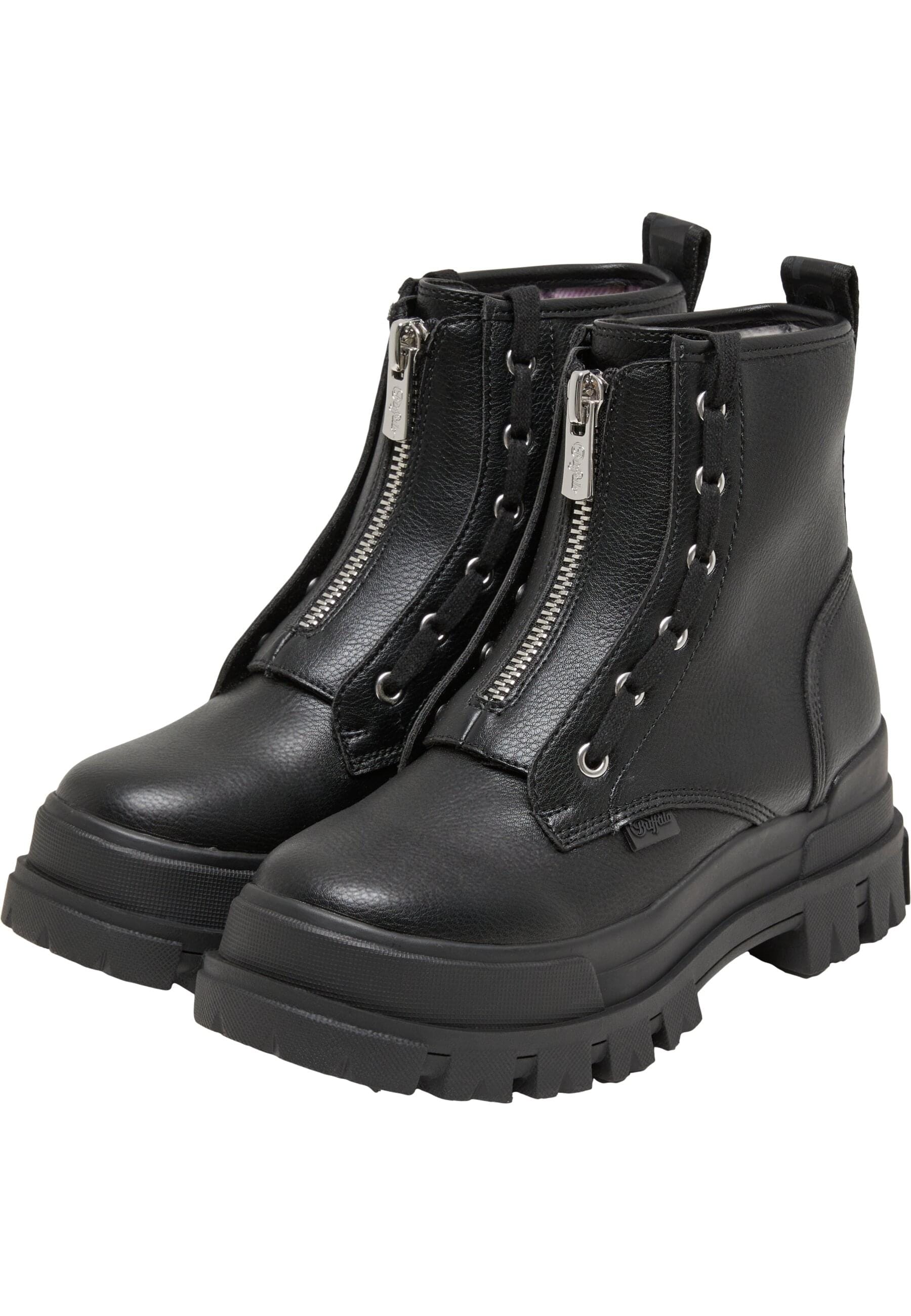Stiefel BUFFALO "Buffalo aspha zip", Damen, Gr. 41, schwarz, Kunstfaser, unifarben, Schuhe