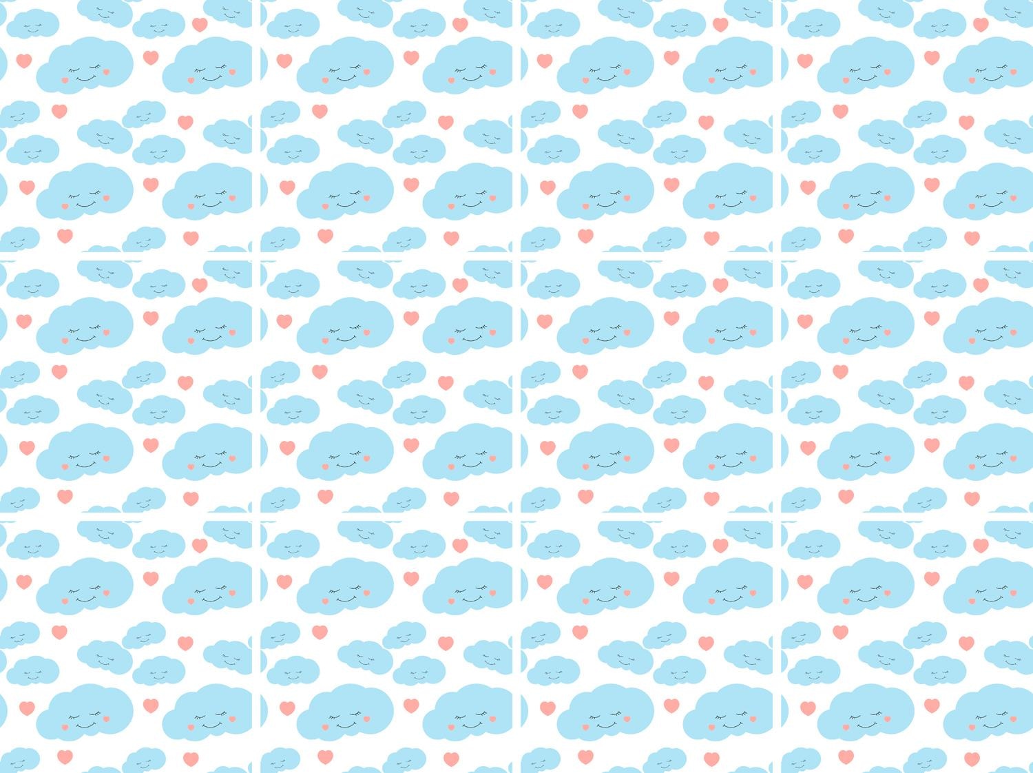 Fliesenaufkleber QUEENCE "Wolken", blau (blau, rosa), B:15cm H:15cm T:0,1cm, Fliesenaufkleber, Stickerfliesen, selbstklebend, Sticker, 12er Set Image