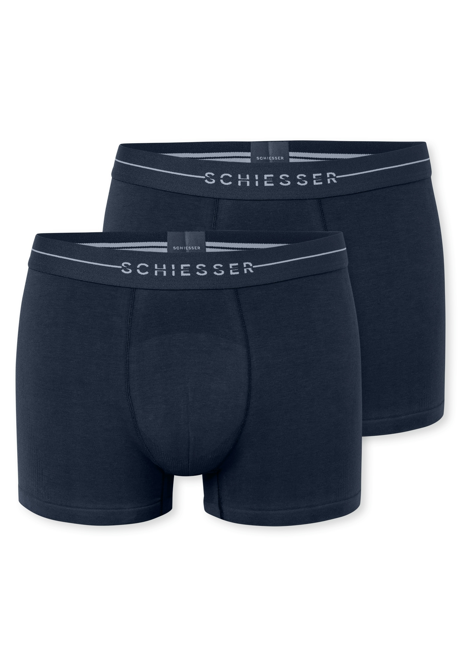 Boxershorts SCHIESSER "Cotton Flex", Herren, Gr. 5, blau (801, admiral), Single Jersey, Obermaterial: 85% Baumwolle, 10% Polyamid, 5% Elasthan, körpernah, Unterhosen, Baumwollmischung, ohne störende Seitennähte, superweich Image