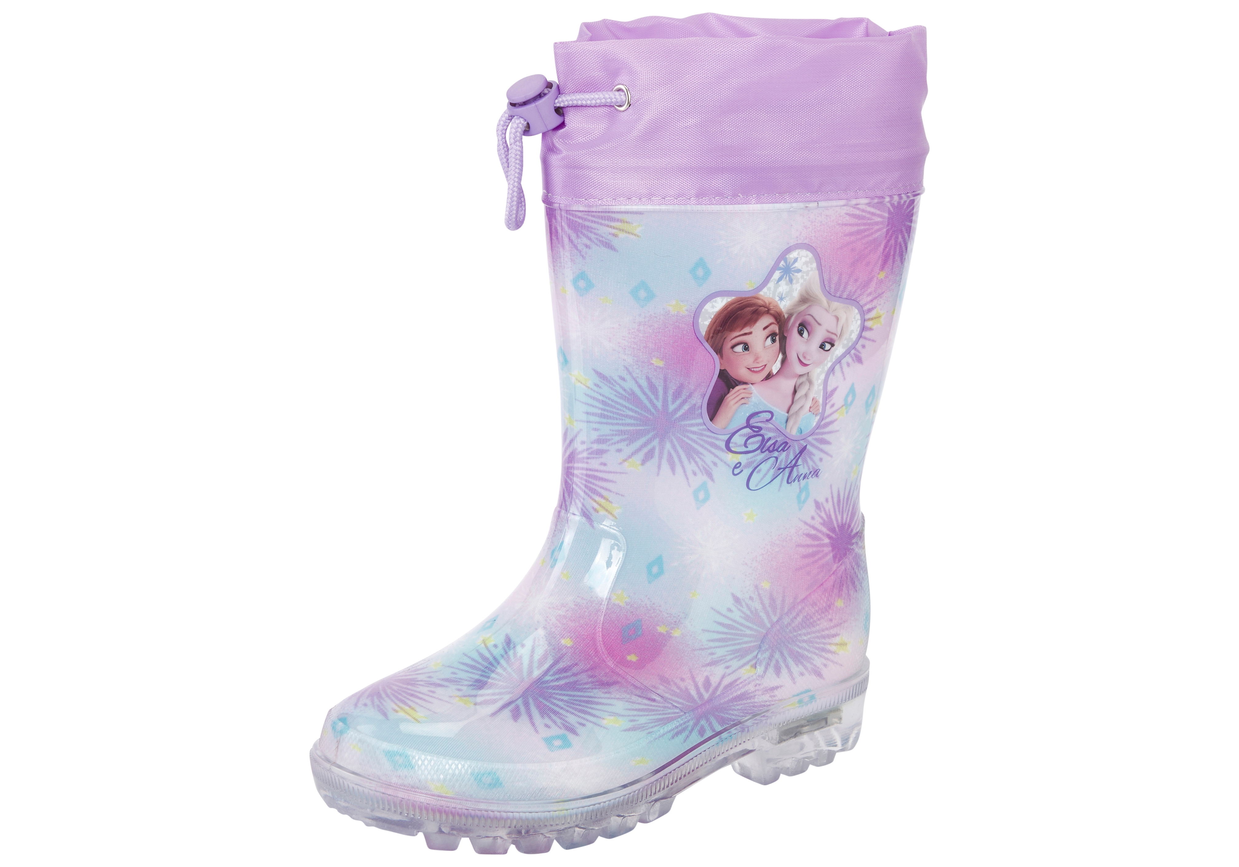 Gummistiefel DISNEY "FROZEN", Mädchen, Gr. 24, lila, Synthetik, Schuhe Gummistiefel, mit cooler Blinkfunktion