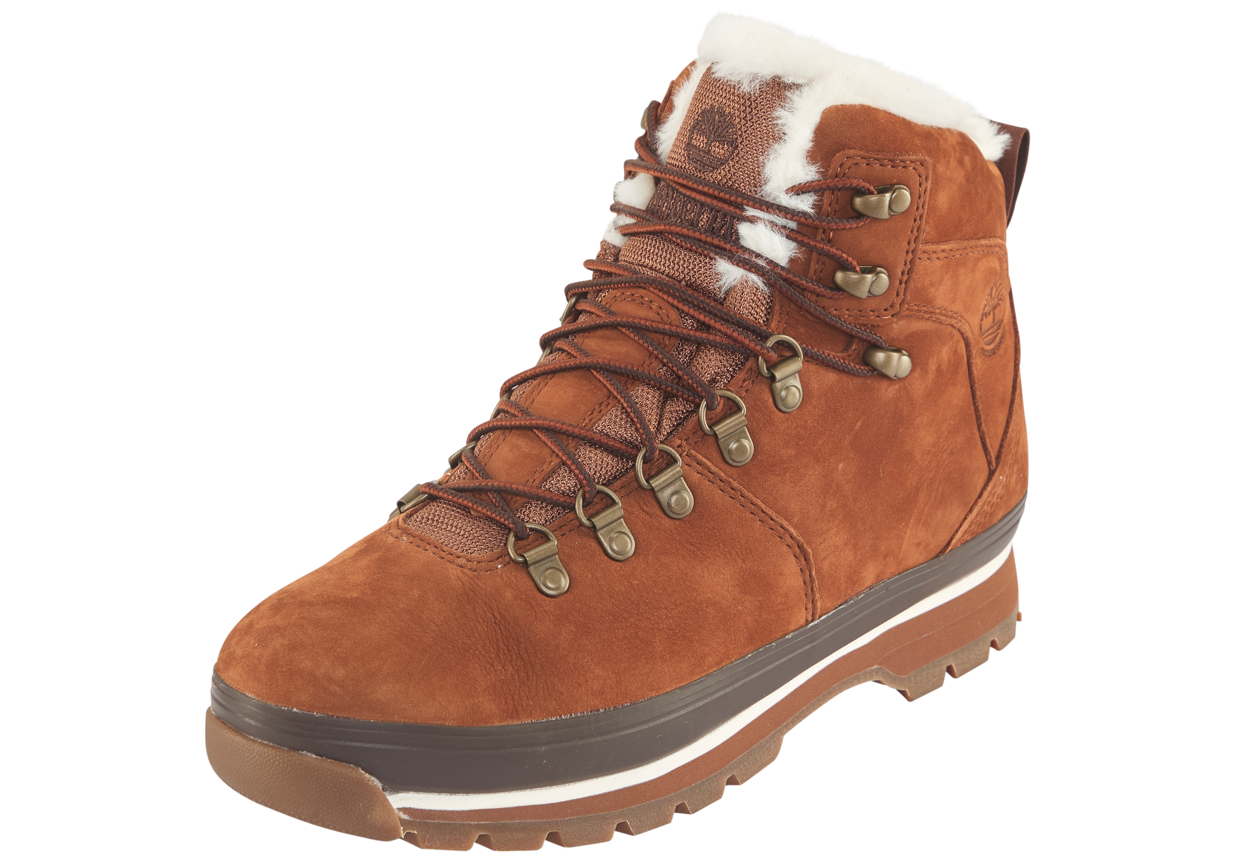 Wanderschuh TIMBERLAND "Euro HikerMID WARM WATERPROOF BOOT", Damen, Gr. 38, saddle, Leder, Schuhe Wanderschuh, Winterstiefel, Schnürstiefel, Winterschuhe,wasserdicht&gefüttert